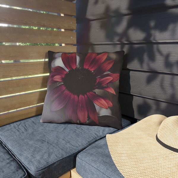 Landscape Photography Red Sunflower Outdoor Pillows, Patio Pillows, Patio Cushions, Red Sunflower, Flower Power