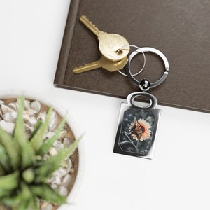 Butterfly Key Holder, Sunflower Key Ring, Flower Keychain, Wildlife Photography Keyring, Butterfly keychain, Rectangle Photo Keyring