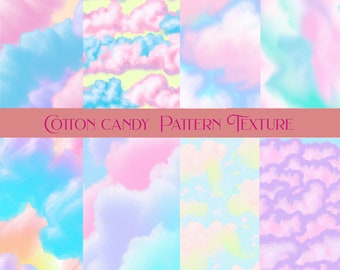 8 Cotton Candy Inspired Digital Paper, Scrapbook Paper, Digital Art, Commercial Use