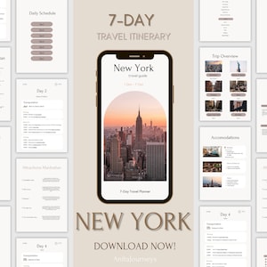 Digital reseplanerare för New York: 7-dagars resplan (redigerbar Canva-mall)