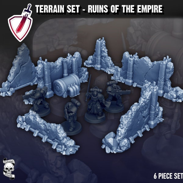 Tabletop Terrain Set | Ruins of the Empire Cover | By Forbidden Prints | Great for Any Tabletop Wargame!