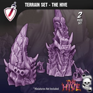 Der Bienenstock | Tabletop Scatter Terrain Set | Von Forbidden Prints | Alien Bug Planet Themed Terrain Ideal für 28mm oder 32mm Tabletop Wargame!