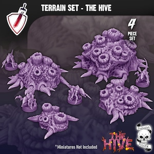 Der Bienenstock | Tabletop Scatter Terrain Set | Von Forbidden Prints | Alien Bug Planet Themed Terrain Ideal für 28mm oder 32mm Tabletop Wargame!