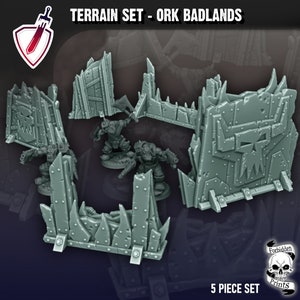 Conjunto de terreno de mesa | Capa de Orc Badlands | Por Impressões Proibidas | Ótimo para qualquer jogo de guerra de mesa