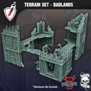 Base Orc de Badlands | Conjunto de terreno de mesa | Por Impressões Proibidas | Pacote temático Orc Scrap Ótimo para qualquer jogo de guerra de mesa de 28 mm ou 32 mm!