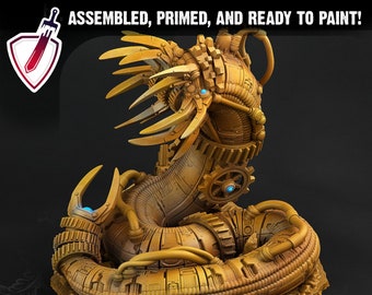 Mechanical Worm | Miniature by Print Your Monsters | Mini for tabletop gaming, D&D, Pathfinder, and painting | Assembled and Primed