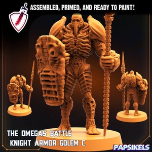 Omega Battle Knight Armor Golem C | Miniature by Papsikels | Resin Mini For Tabletop RPGs, Wargaming, and Painting | Assembled and Primed