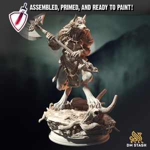 Werwolf Barbar - Ariana Gray | Miniatur von DM Stash | Resin Mini Für Tabletop Gaming, D&D, Pathfinder, Bemalung | Montiert und grundiert