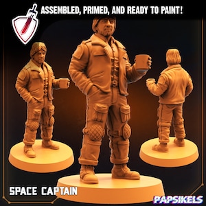 Space Captain | Miniature by Papsikels | Resin Mini For Tabletop RPGs, Wargaming, and Painting | Assembled and Primed