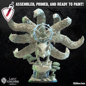 Hanako Kitsune Druid | Miniature by Lost Kingdom | Resin Mini For Tabletop Gaming, D&D, Pathfinder, Wargames, Painting | Assembled + Primed