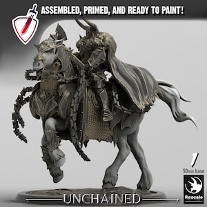 Unchained Mounted Horses | By Rescale Miniatures | Resin Mini for Tabletop Wargames, RPGs, and Painting | Assembled and Primed