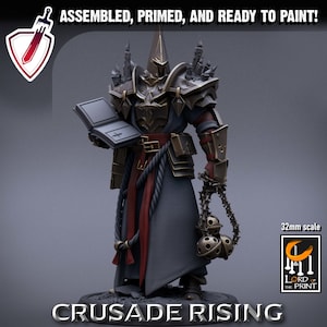 Templar Priest | Miniature by Lord of the Print | Resin Mini for Tabletop Gaming, D&D, Pathfinder, Painting | Assembled + Primed