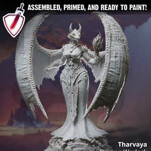 Tharvaya – Dragon Warlock | Miniatures by DM Stash | Great for Tabletop Gaming, D&D, Pathfinder, and Painting | Assembled and Primed