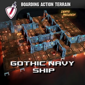 Terreno de ação Killteam e embarque | Navio da Marinha Gótico | Kit de luz incluído | 221 peças!