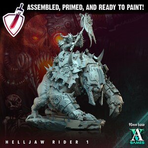 Helljaw Rider | Miniatures by Archvillain Games | Resin Mini for Tabletop Gaming, D&D, Wargaming, and Painting | Assembled and Primed
