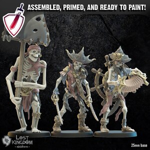 Supporto Skeleton Buccaneers / Miniature di Lost Kingdom / Per giochi da tavolo, D&D, Pathfinder, Wargames, pittura / Assemblato + innescato