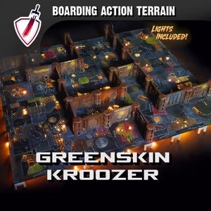 Killteam & Boarding Action Terrain / Greenskin Kroozer / Kit de luces incluido / ¡221 piezas!