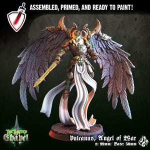 Vulcanus, Angel of War | Miniature by Crippled God Foundry | For Tabletop Gaming, D&D, Pathfinder, Painting | Assembled and Primed