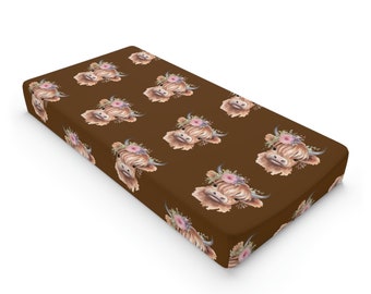 BROWN HIGHLAND COW Baby Changing Pad Cover