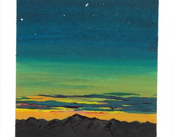 Night Sky Sunset Mountain Range