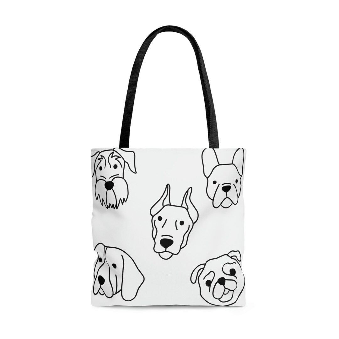 Dog Design Tote Bag Dog Faces Dog Themed Design Bag Etsy