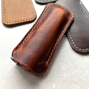 Fodero per coltello in pelle fatto a mano / Custodia per coltello tascabile personalizzata / Custodia in pelle per coltello tascabile / Custodia per coltello EDC
