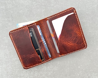 Billetera de cuero personalizada plegable / Billetera de cuero de grano superior / Billetera vertical masculina / Tarjetero para hombre con grabado personalizado / Billetera con monograma