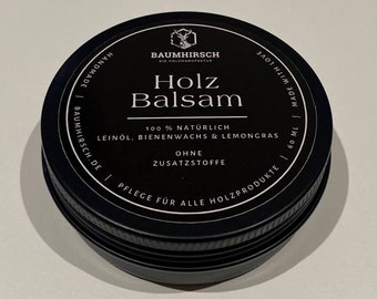 Baumhirsch wood balm - wood wax for protection and wood care - 100% natural beeswax & linseed oil 60ml