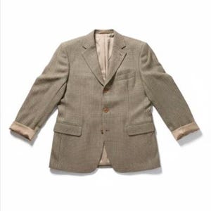 Balmain Oversized Maxi Blazer Unisex Vintage | Long Beige Plaid Blazer | Size L