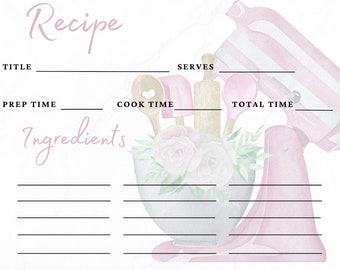 Bridal Shower Recipe Card, Baking Theme (Digital Download)