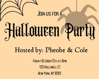 Personalized Halloween Party Invitation, Printable Digital Download