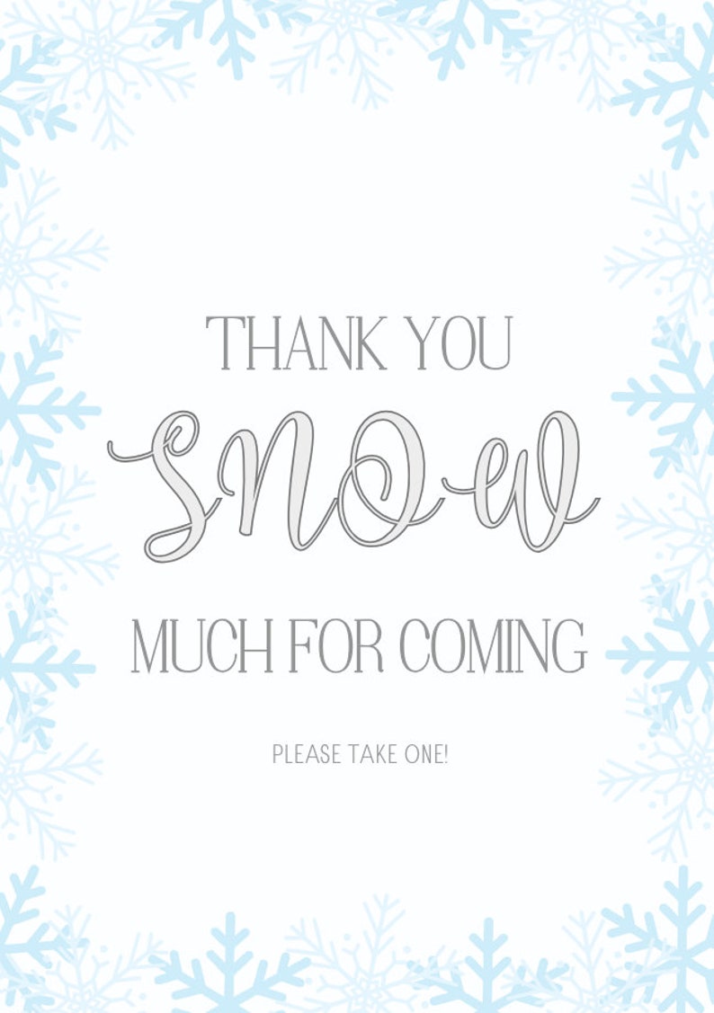 Thank You Snow Much for Coming, Winter Onederland First Birthday Thank ...