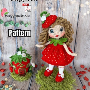Strawberry Girl Crochet Doll Pattern, Bery Doll (PDF)