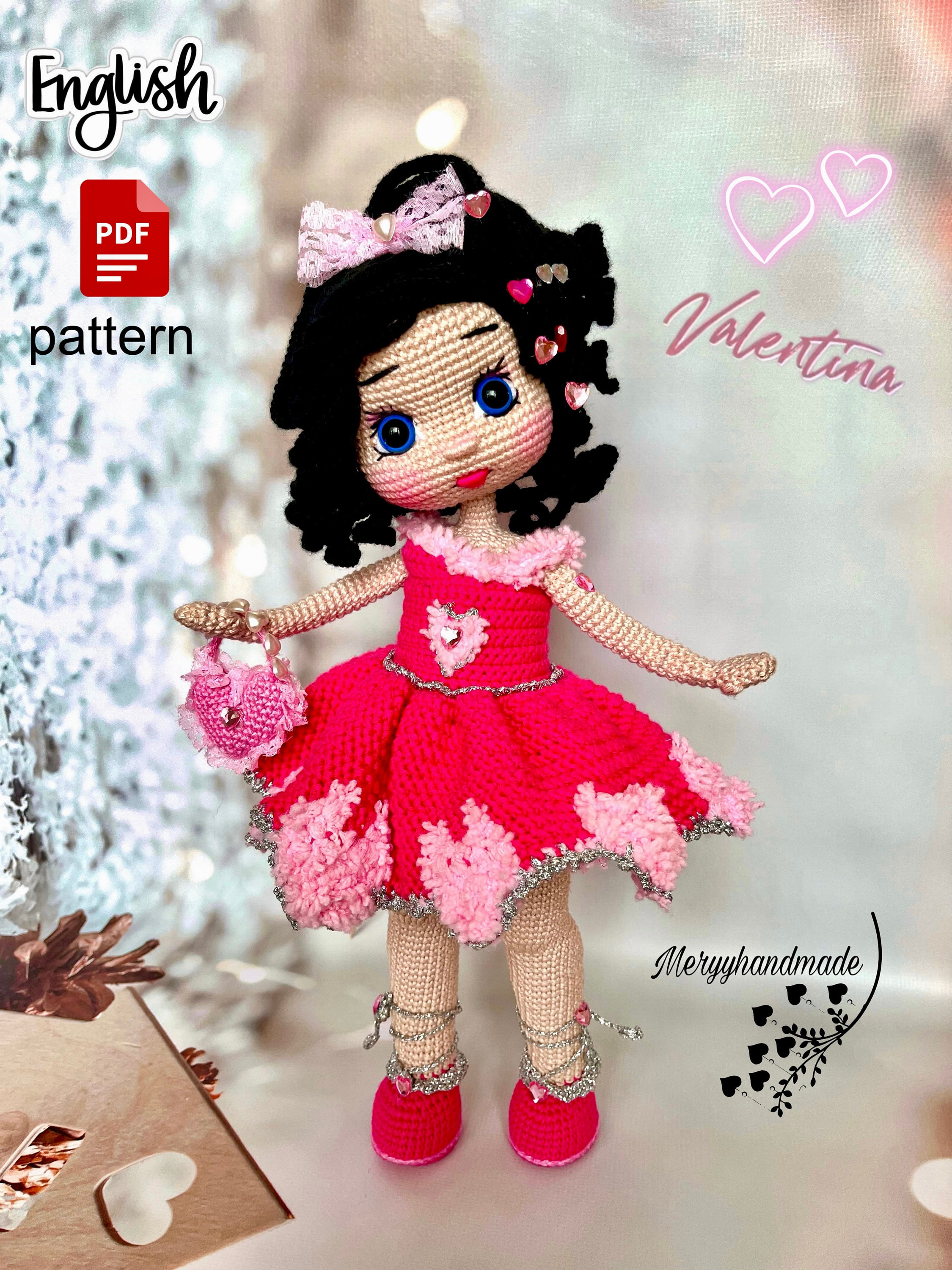 Valentina Crochet Doll Pattern, Amigurumi Girl (PDF Pattern) - Etsy Valentina Crochet Doll Pattern, Amigurumi Girl (PDF Pattern) - Etsy