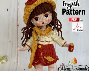 Padrão de crochê de boneca amigurumi – tutorial em PDF (inglês)