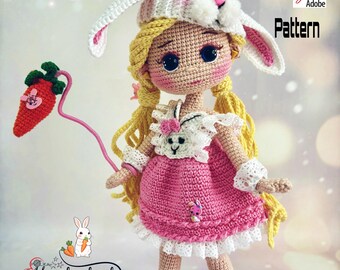 Modèle de poupée Amigurumi au crochet : Lola, tutoriel PDF en anglais