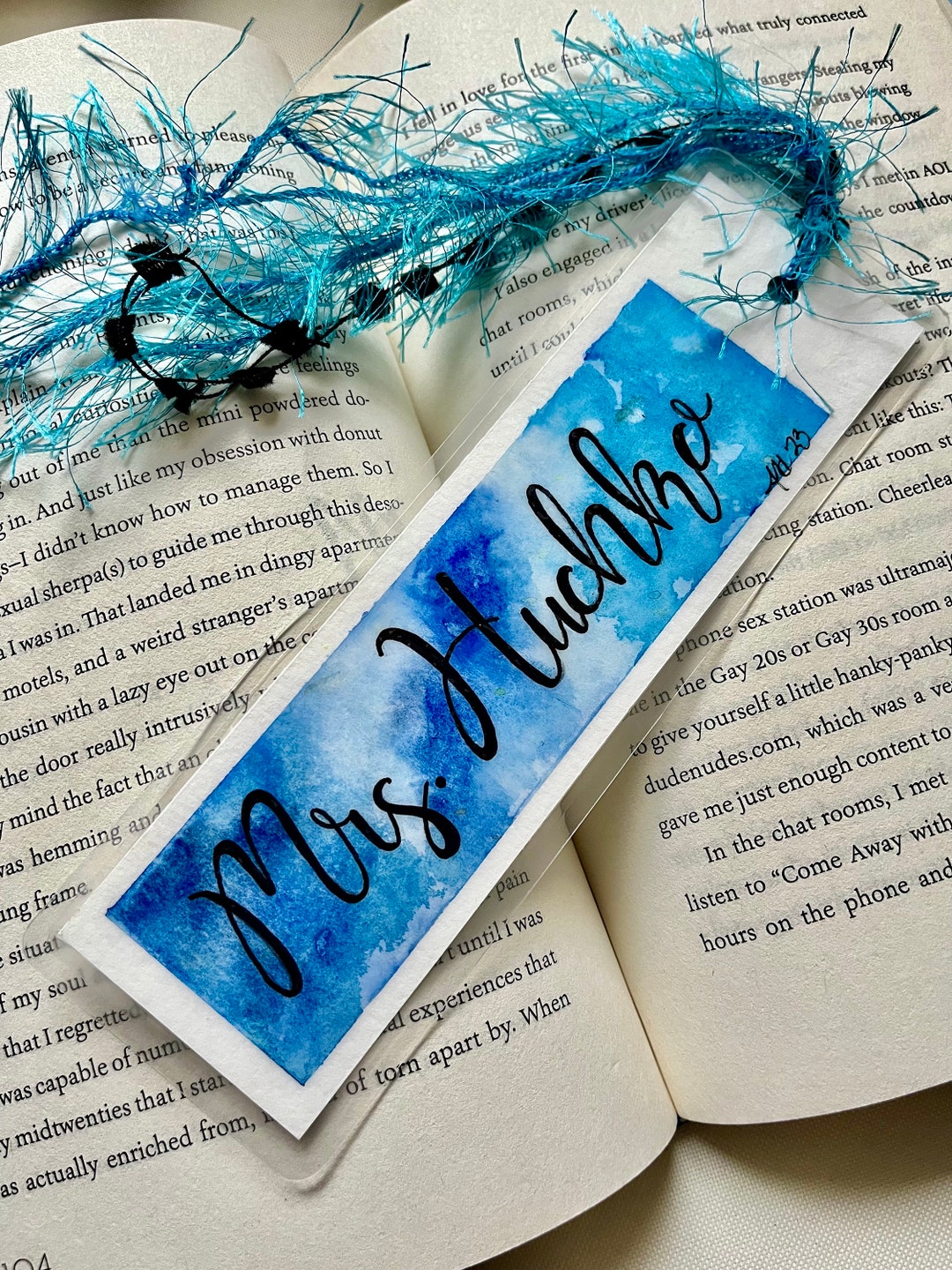 Personalized Text and Design Handmade Watercolor Bookmark, Custom Name ...