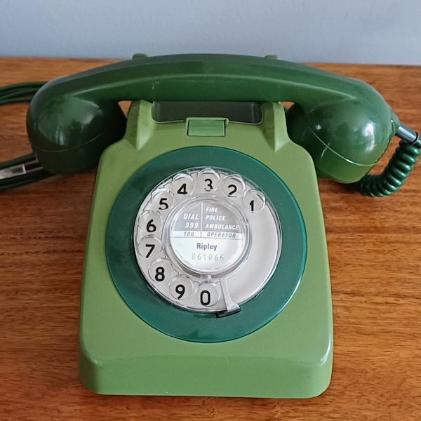 Vintage 1970s GPO Telephone Two Tone Green Refurbished