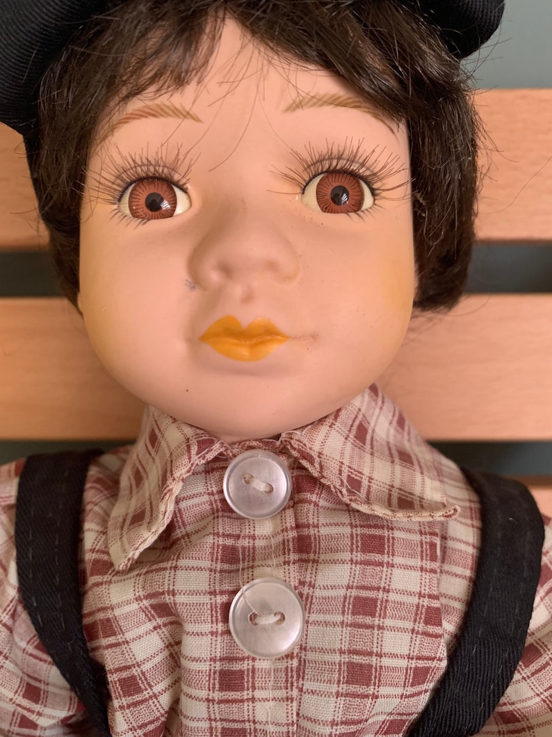 Porcelain Doll 16'', Vintage Doll, Male Doll With Original Outfit Etsy