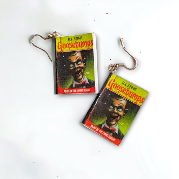 Goosebumps Book Earrings Night of the Living Dummy Halloween Scary Books Pendant Keychain Mini Book