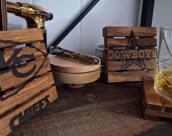 Mini dessous de verre palette, dessous de verre whisky, dessous de verre en bois, dessous de verre NFL, lot de 4 dessous de verre, dessous de verre sport, dessous de verre cadeau, dessous de verre pour homme