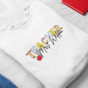 Gepersonaliseerd lerarensweatshirt, lerarensweatshirt, aangepast lerarensweater, leraar waardering, cadeau leraar, leuke lerarentrui