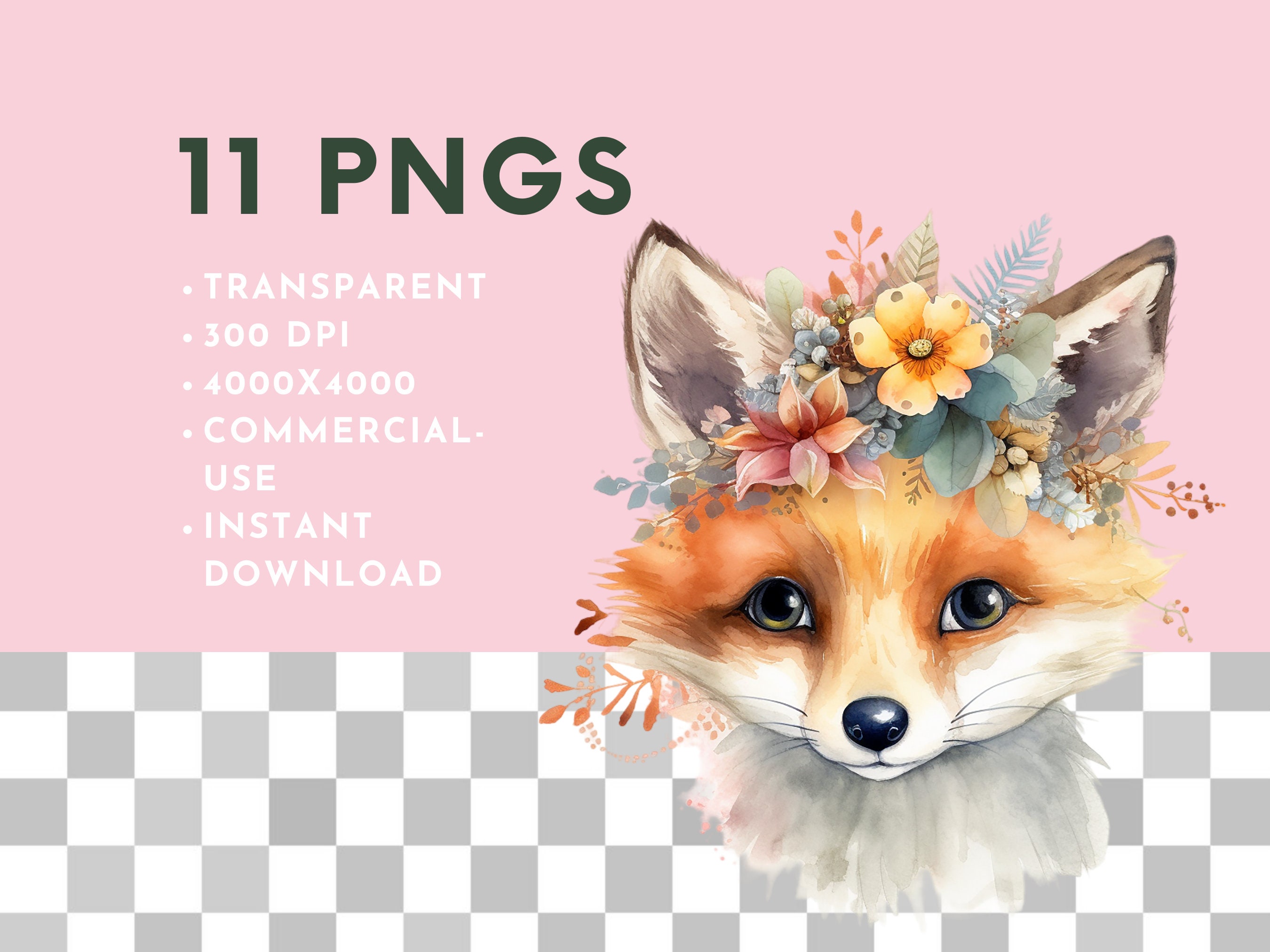 Boho Woodland Animal Clipart Baby Shower Girl Decor Watercolor Nursery ...