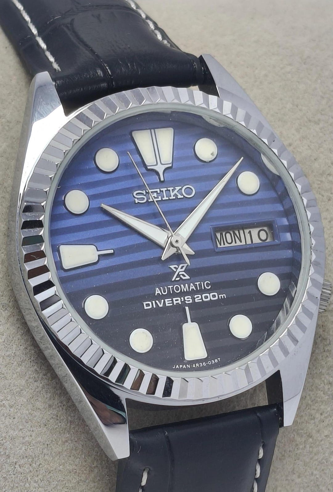 Seiko Automatic Wrist Watch: Blue Dial Day/date, Japan Made - Etsy