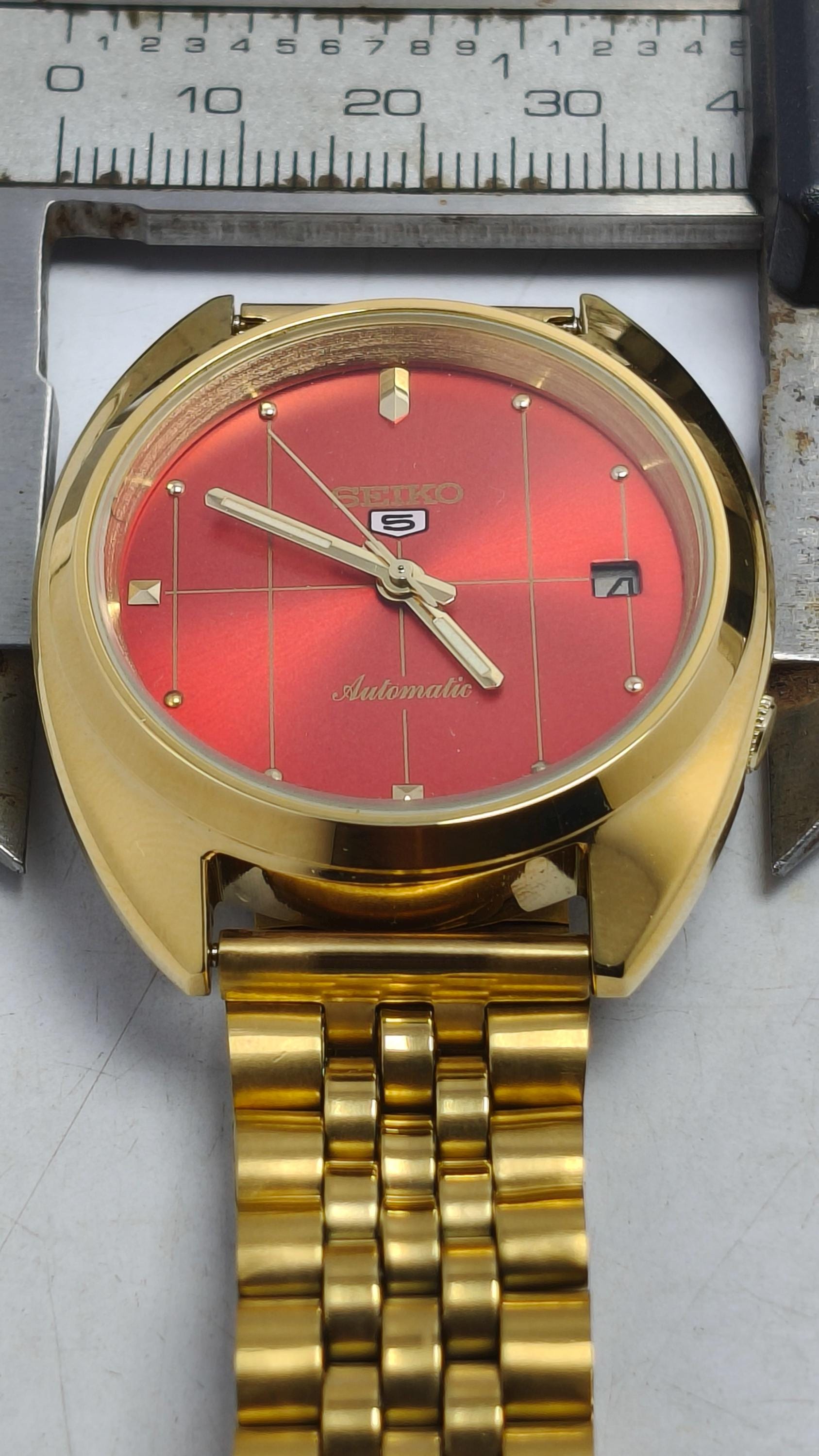 Seiko 5 Automatic Watch: Orange Dial Date, Japan Made - Etsy Canada