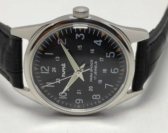 Vintage HMT Black Dial Manual Winding Wristwatch: Recently Serviced