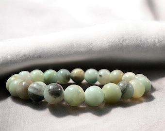 Chrysoprase Beaded Stretch Bracelet: Natural Gemstone Jewelry
