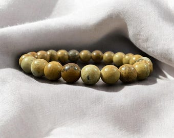 Picture Jasper Beaded Bracelet: Natural Gemstone Healing Jewelry