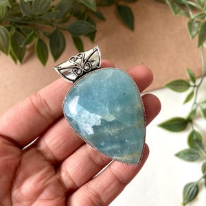 Natural Aquamarine Silver Pendant 925 Sterling Silver Gemstone Pendant Silver Jewelry Designer Pendant Gift For Her Valentine Day Gift