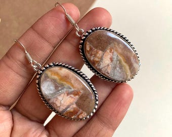Laguna Lace Agate Earrings: Sterling Silver Dangle Charm Jewelry